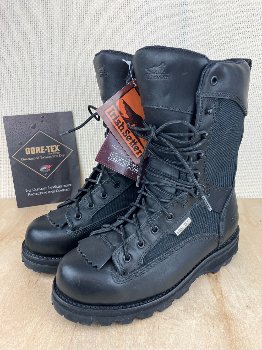 Irish Setter 7.5 WIDE Goretex Black Leather Hunting Boots